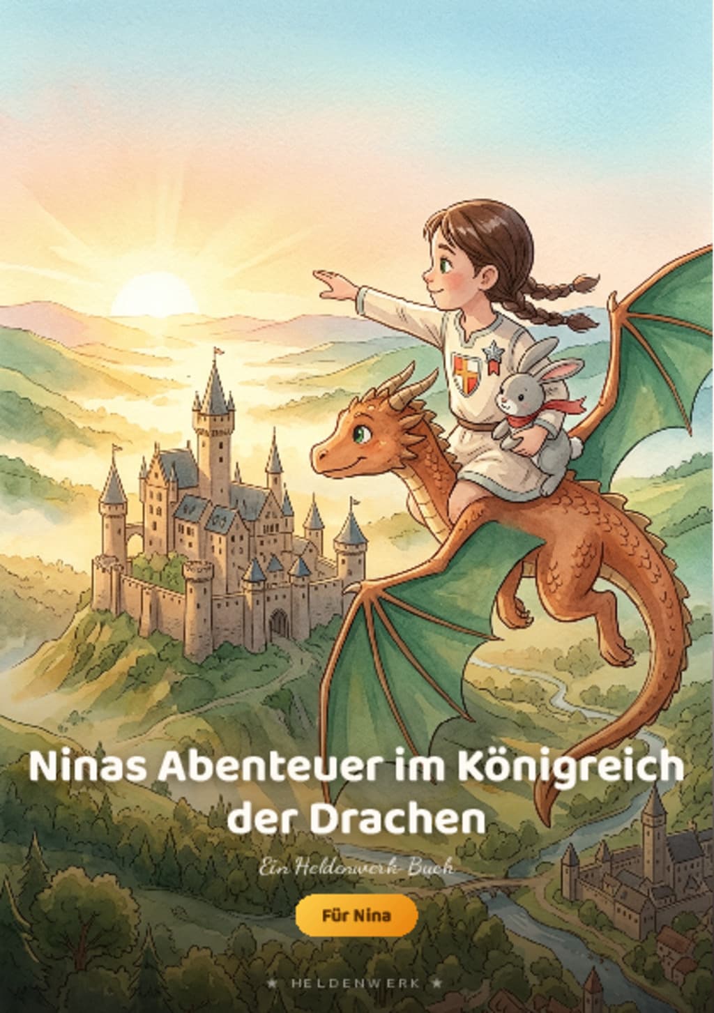 Beispielseite aus dem personalisierten Ritter & Drachen-Buch von Heldenwerk