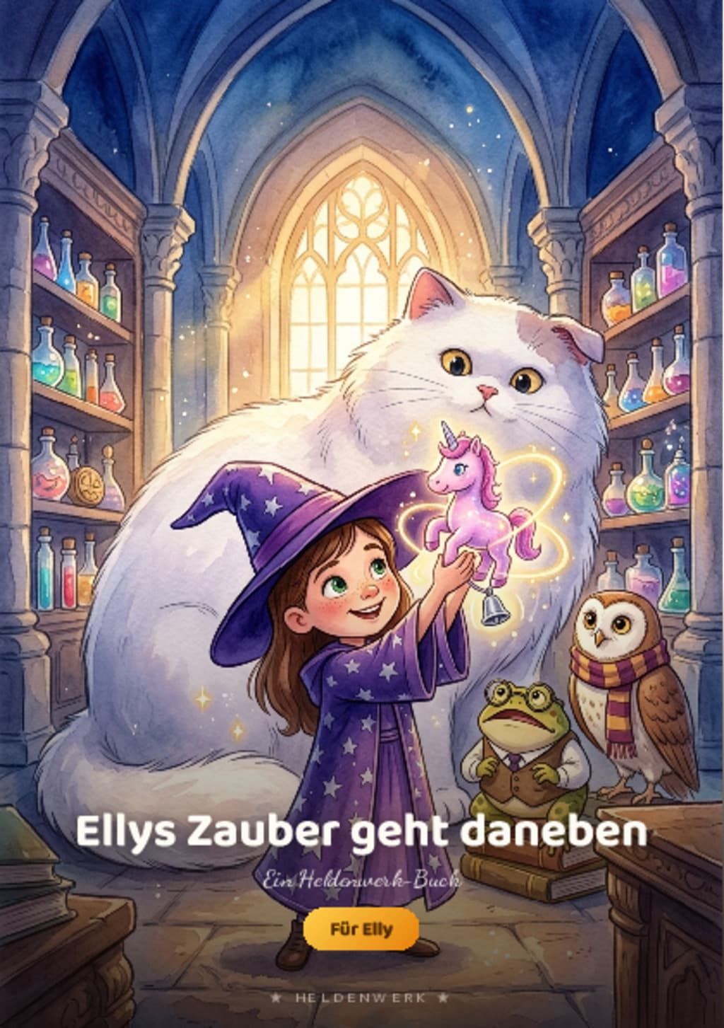 Beispielseite aus dem personalisierten Zauberschule-Buch von Heldenwerk